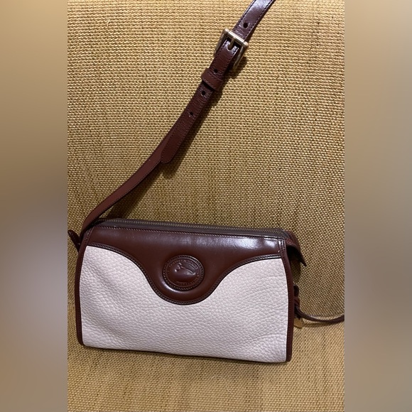 Dooney & Bourke Brown and Cream Leather Shoulder Bag - Picture 1 of 3